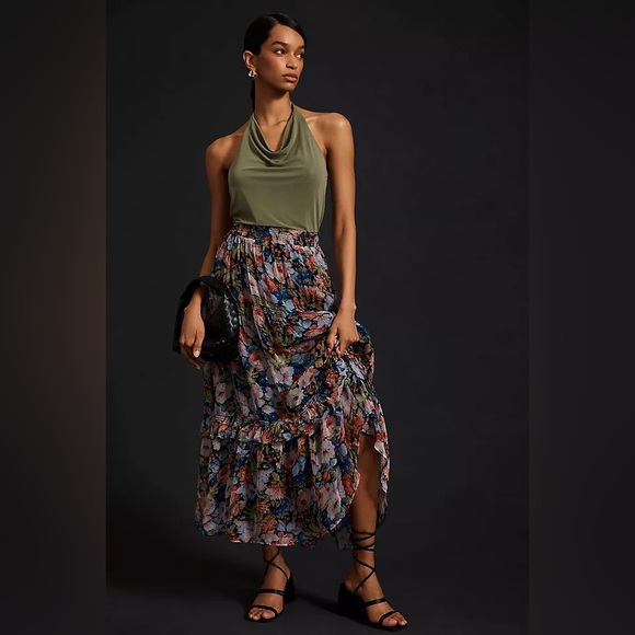 Anthropologie | Floral Tiered Maxi Skirt Peasant, Large - Picture 2 of 9